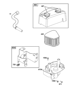 Air Cleaner Group Diagram and Parts List for 115P02-0015-F1 100000 - 19Z999 Briggs and Stratton Engine